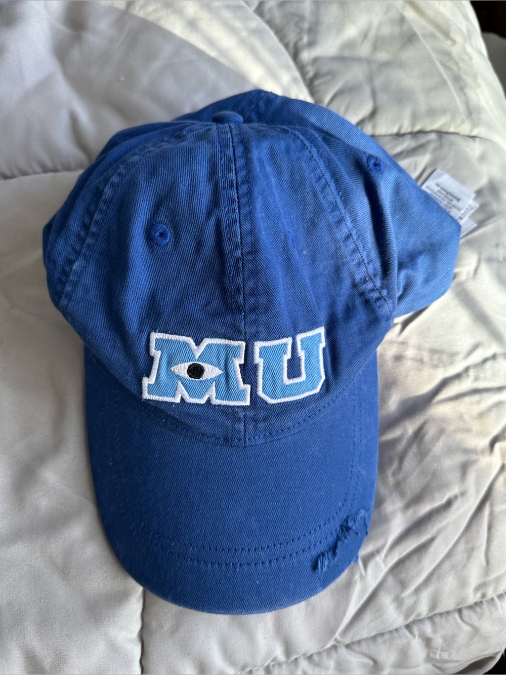 Disney Monsters Inc Blue MU Embroidered Lettering Baseball Cap